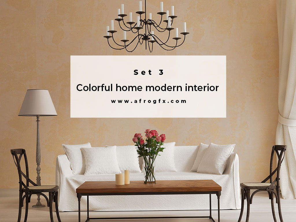 Colorful home modern interior Set 3 Stock Photo