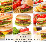 Appetizing Fast food Mix 6 Stock Photo