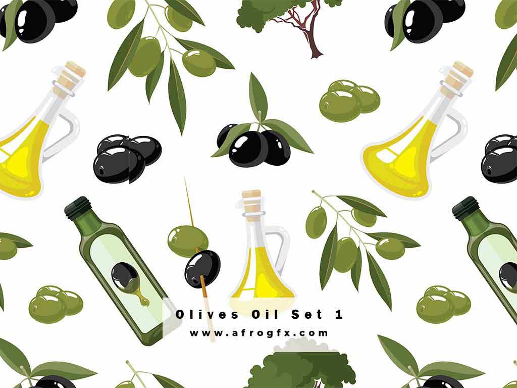 Olives Oil Set 1 Stock Photo