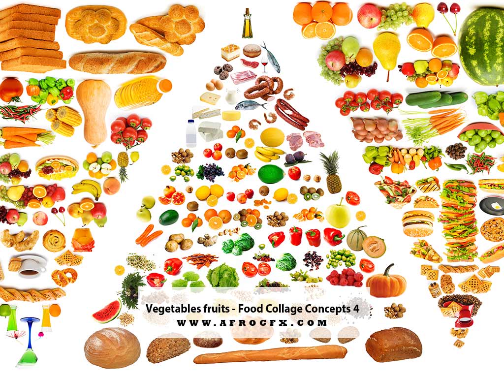 Vegetables fruits - Food Collage Concepts