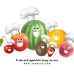 Fruits and vegetables funny cartoon