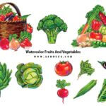 Watercolor Fruits And Vegetables