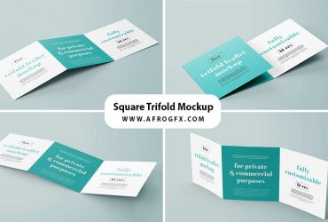 Square Trifold Brochure Mockup - PSD
