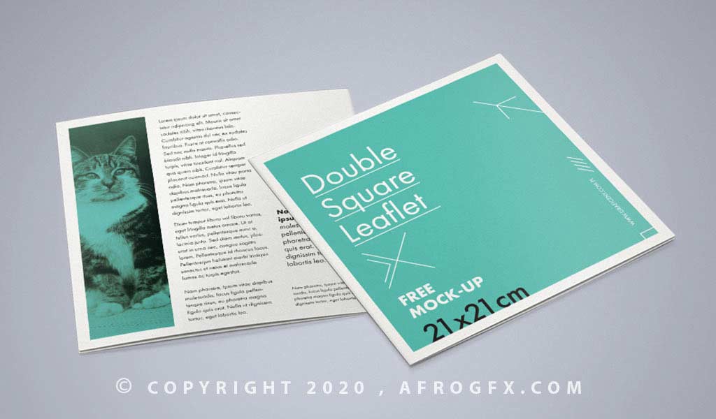 Free double square leaflet mockup