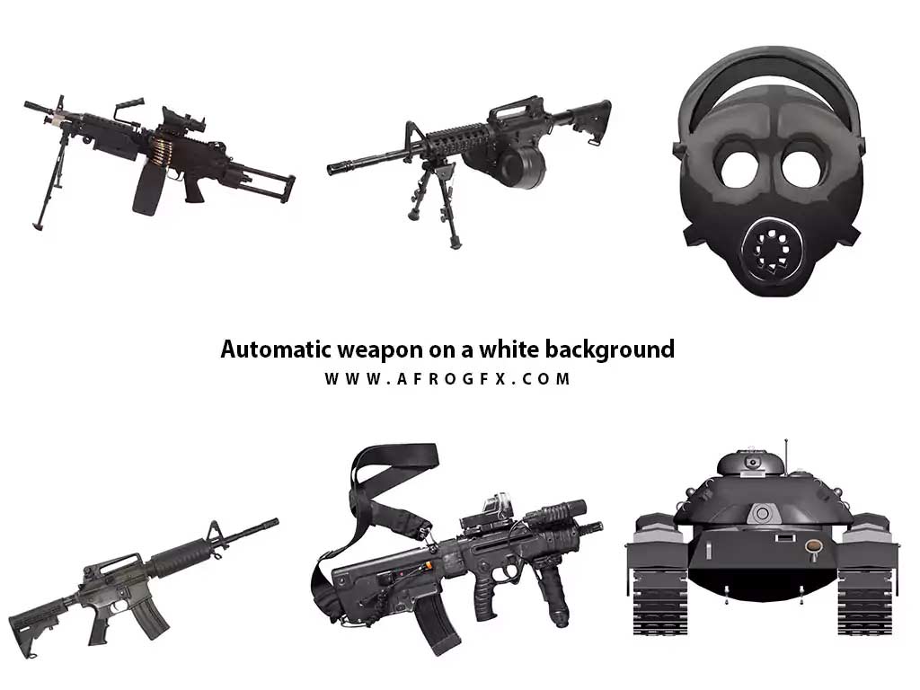 Automatic weapon on a white background