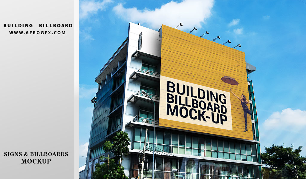 Billboard mockup on building Outdoor Advertising Mockup PSD