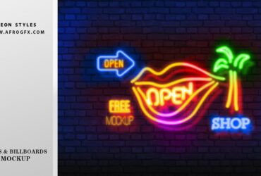 Photoshop Neon Styles and Neon PSD Free Mockup