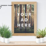 Wooden Plant Vases With Frame Poster Mock-Up PSD