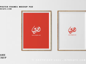 free Frames Mockup up 2 Poster PSD on wall