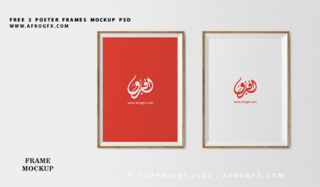 free Frames Mockup up 2 Poster PSD on wall