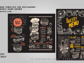 restaurant menu template free download with doodle hand drawn
