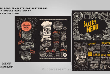 restaurant menu template free download with doodle hand drawn