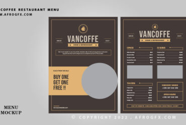 van coffee restaurant menu mockup free download